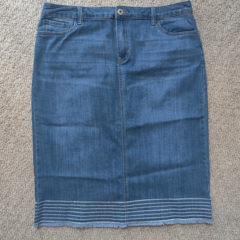 Christopher & Banks Blue Denim Pencil Skirt